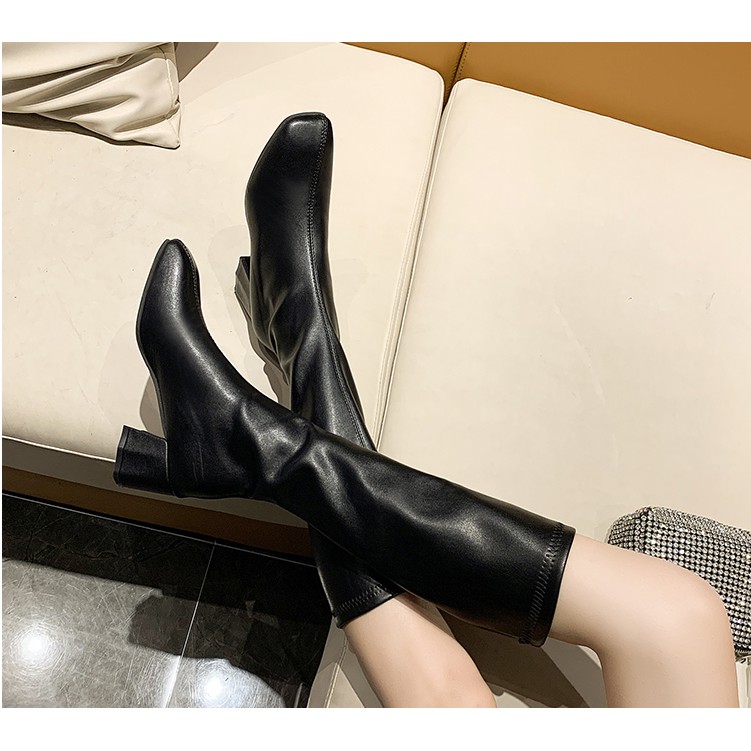 [SẴN] Boots đùi da PU mềm hàng không khóa kéo B028 | BigBuy360 - bigbuy360.vn