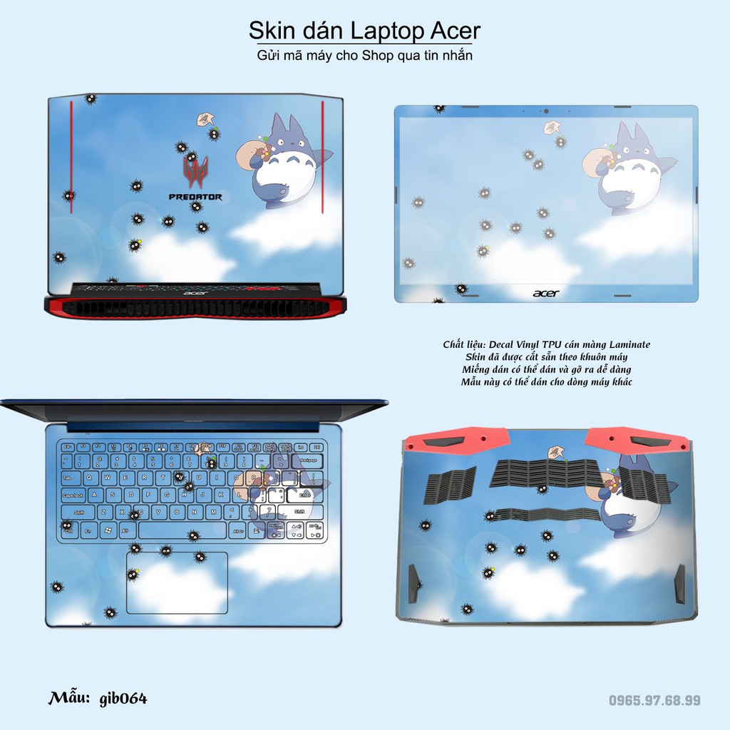 Skin dán Laptop Acer in hình Ghibli nhiều mẫu 10 (inbox mã máy cho Shop)