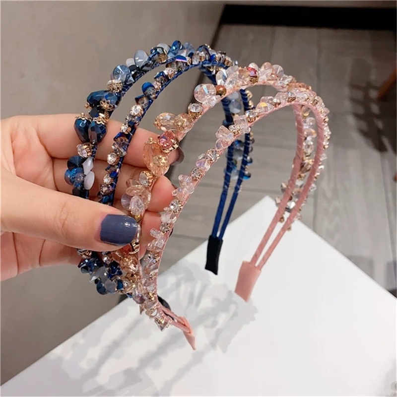 Băng Đô Cài Tóc Đính Đá Pha Lê Cao Cấp Sang Trọng Phong Cách Hàn Quốc