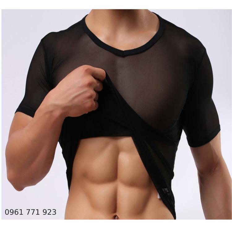 Áo lưới nam tay ngắn xuyên thấu sexy màu đen trắng Cao Cấp, Áo gym nam body áo lưới nam đi biển đẹp ngắn tay có bigsize