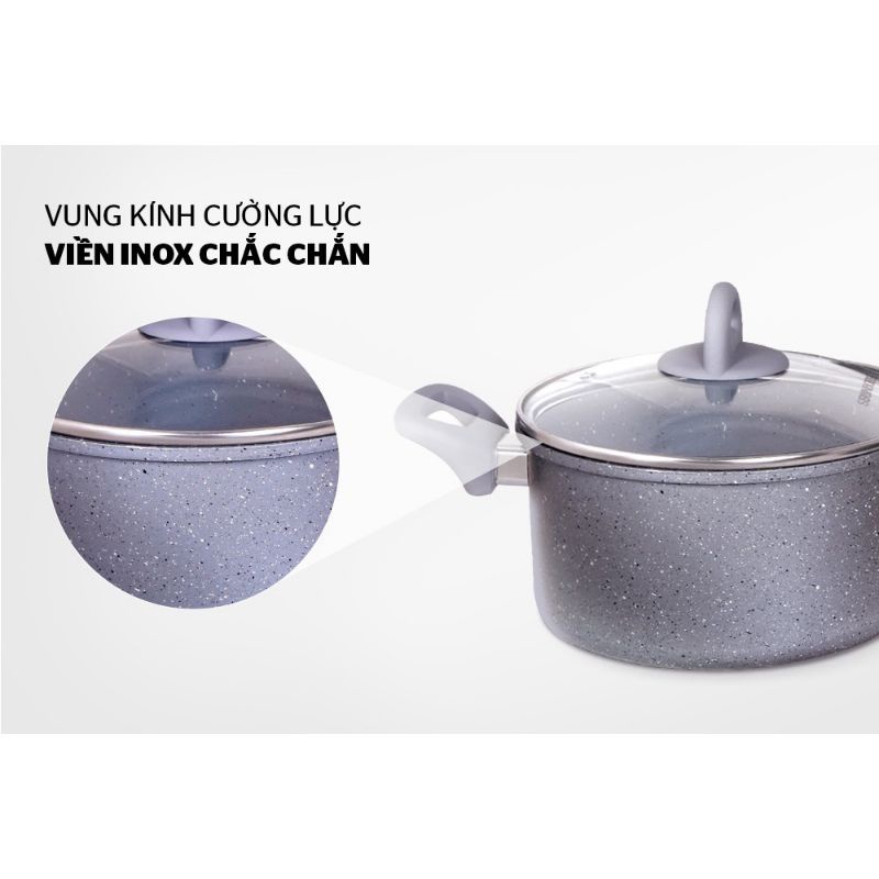 nồi lẻ vân đá đáy từ Sunhouse size 16,20,24 hàng chính hãng dùng được mọi loại bếp