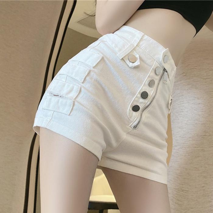 SPK- Quần đùi nữ, quần đùi nữ kaki co dãn phối khóa màu đen trắng size S M L SKUQ-53 | BigBuy360 - bigbuy360.vn