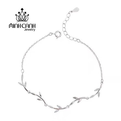 Lắc Bạc Họa Tiết Lá Dây Mảnh Minh Canh Jewelry