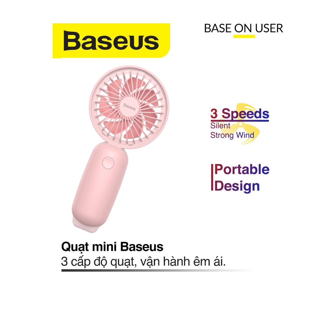 Quạt cầm tay Baseus Firefly Mini Fan pin 1500mAh nhựa dẻo ABS cao cấp đèn Led với 3 mức độ gió tùy chỉnh