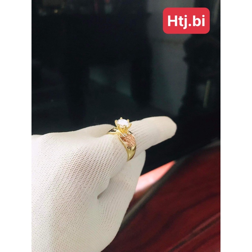 Nhẫn nữ mạ vàng đính đá cao 3 màu cực sang htj