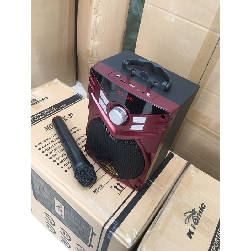 Loa hát karaoke k56 kèm mic hát không dây.