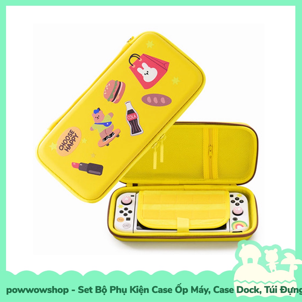 [Sẵn VN - Hỏa Tốc] OLED/V1/V2 Set Phụ Kiện Case Ốp Máy, Ốp Dock Cho Máy Game Nintendo Switch OLED Phong Cách Happy Bear