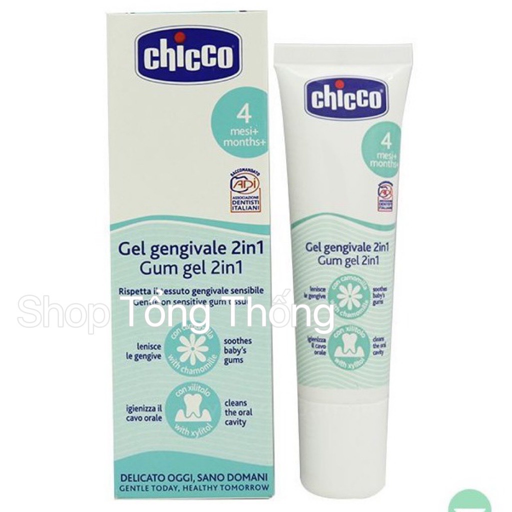 Gel bôi lợi Chicco nhập khẩu từ Ý 0M+ cho bé mọc răng sữa xoa dịu lợi sưng đau  làm sạch răng miệng an toàn cao cấp 30ml