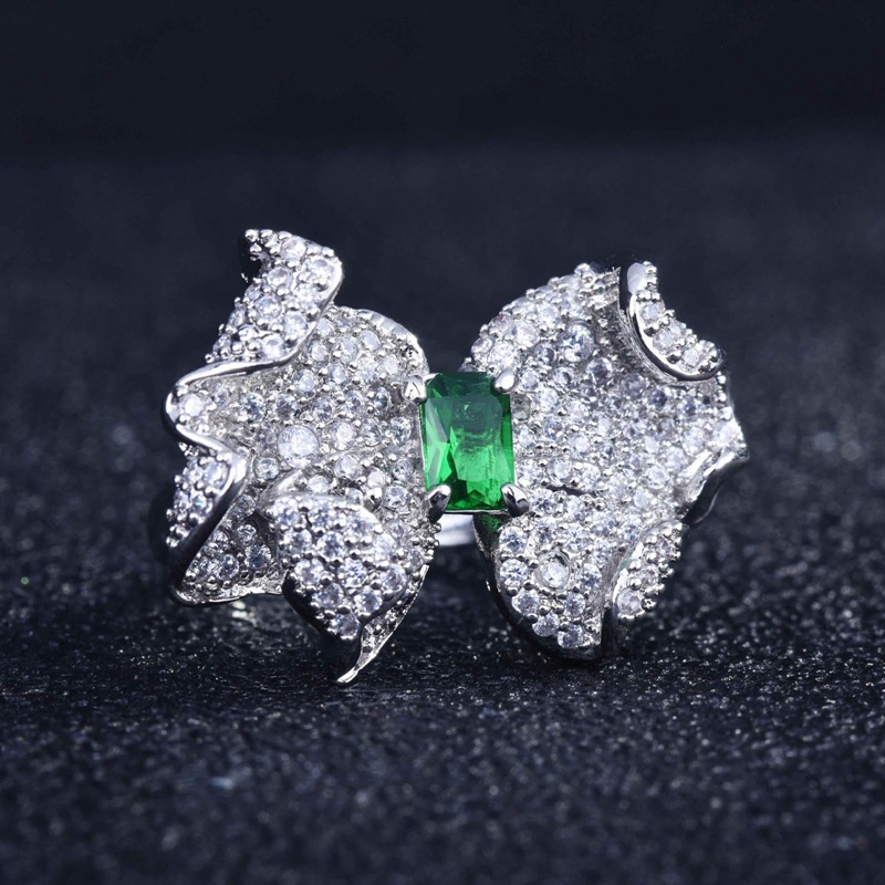 Nhẫn Hình Nơ Đính Đá Lục Ngọc Lục Bảo Thanh Lịch Thời Trang Cho Nữ