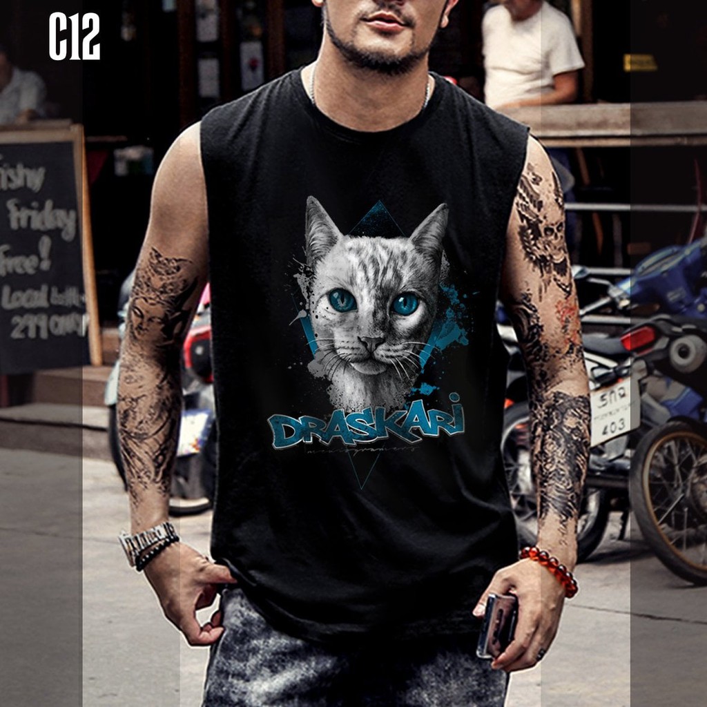 🔥C12🔥 Áo Tank Top Họa Tiết Hình Mèo Lai Nam Nữ Độc Lạ, Áo Đôi Nam Nữ Hoạt Hình
