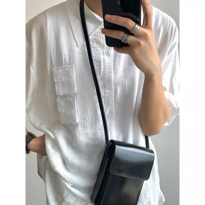 (CÓ SẴN -Đen, Nâu) Túi unisex đeo chéo đựng điện thoại nam nữ dáng basic dễ phối đồ đơn giản ulzzang Hàn Quốc hot