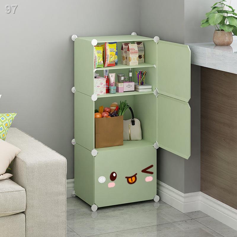 Tủ đựng đồ gia đình lắp ráp đơn giản bằng nhựa nhiều lớp giả ngăn kéo góc đầu giường nhỏ cao từ trần đến sàn