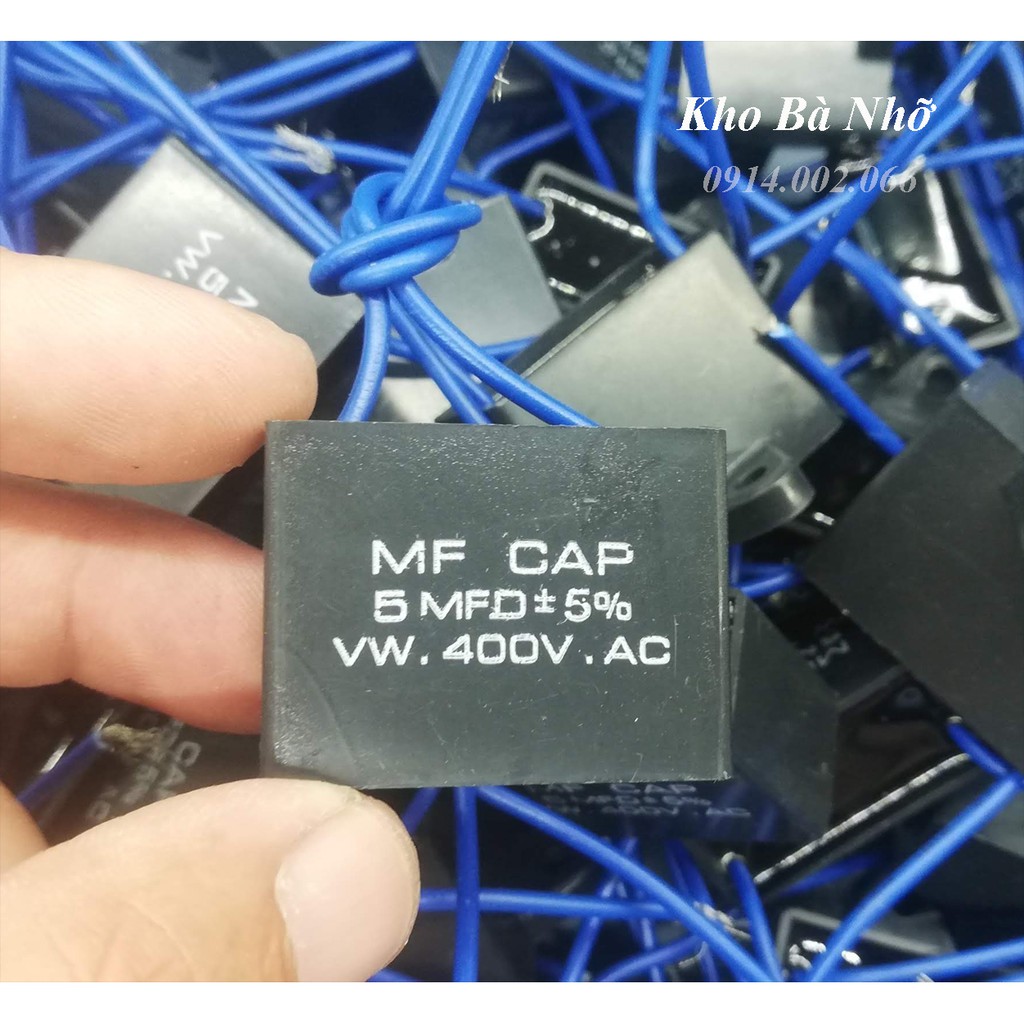 Com bo 10 Tụ quạt mỗi loại 1,5uf -2uf-2,2uf-2,5uf-3uf-4uf-5uf  400VAC dùng cho Quạt, máy bơm, đèn... Hàng chính hãng