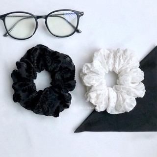Lacy Scrunchies Dây Buộc Tóc Ren Đen Trắng