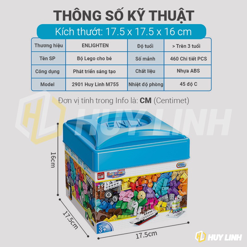 Bộ trò chơi xếp hình Lego 460 chi tiết cho bé - M755 Enlighten Build N Learn 2901