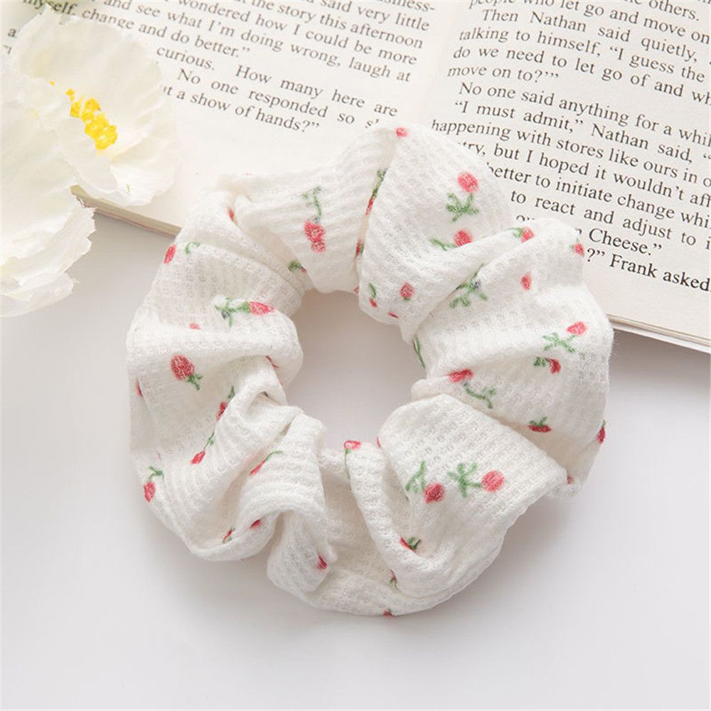 Dây buộc tóc họa tiết hoa thiết kế phong cách retro Hàn Quốc xinh xắn đơn giản