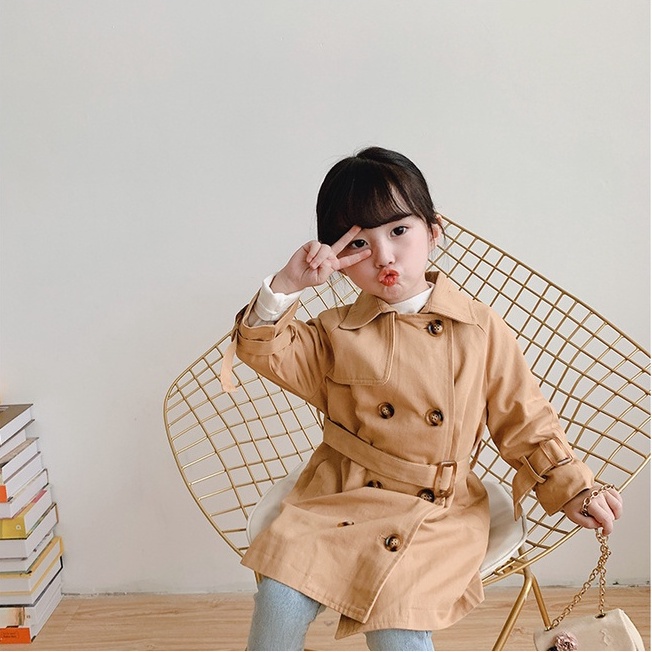 Áo khoác gió IQ ANGEL dáng dài phong cách phương Tây cho bé gái