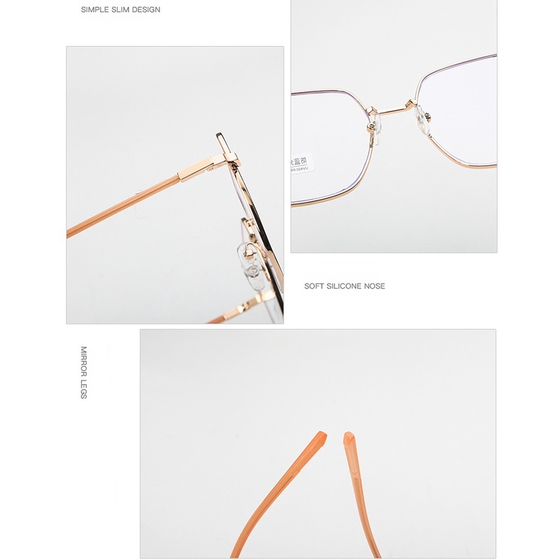 Kính bảo vệ bức xạ thời trang dành cho nữ Gọng kính lớn chất liệu kim loại chống ánh sáng xanh