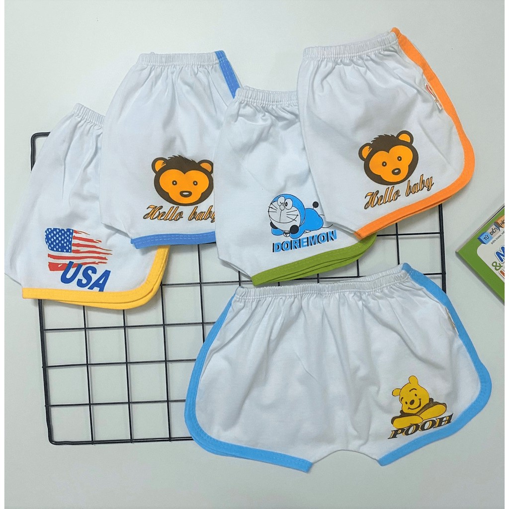 Set 10 Quần Đùi Trắng Viền Màu Thể Thao Susu Cho Bé