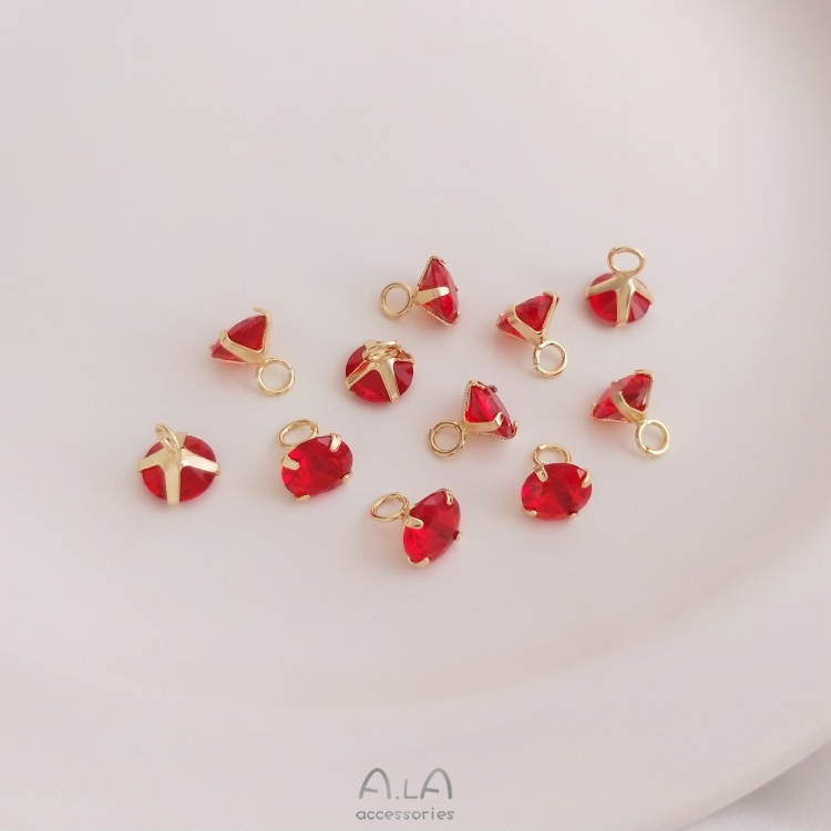 Mặt Dây Chuyền Thủ Công Bằng Đồng 14K Đính Đá Zircon Nhiều Màu Sắc 7mm