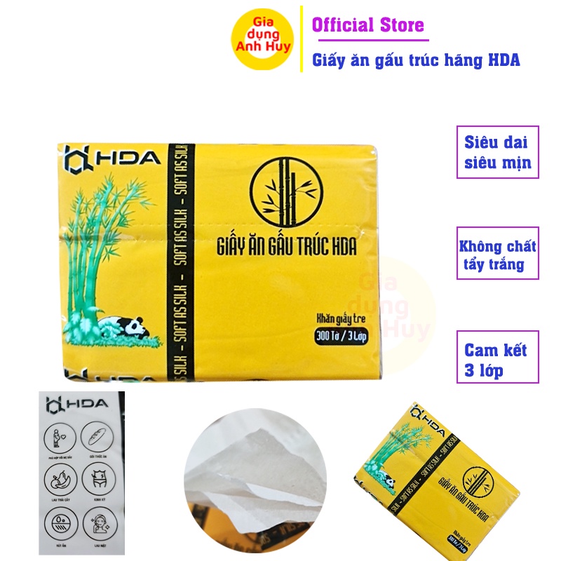 Giấy ăn gấu trúc Movava siêu dai siêu mền mại không chất tẩy trắng shop - GDAH