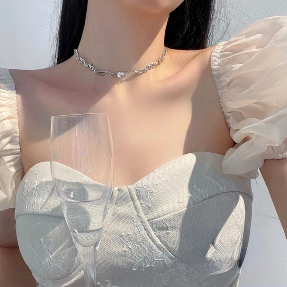 IF ME Vòng cổ Mặt Hình Cánh Thiên Thần Đính Đá Pha Lê Thanh Lịch Cho Nữ