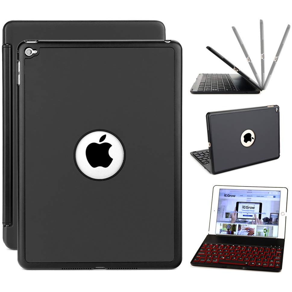 Bàn phím Bluetooth F8S+ kiêm ốp lưng cho iPad Air 2 có 7 màu đèn cho bàn phím