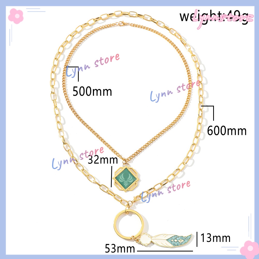 Vòng Cổ Choker Hai Lớp Mặt Lông Vũ Phát Sáng Trong Game Genshin Va Chạm Venti Eye Of God Wind Element Cho Nữ