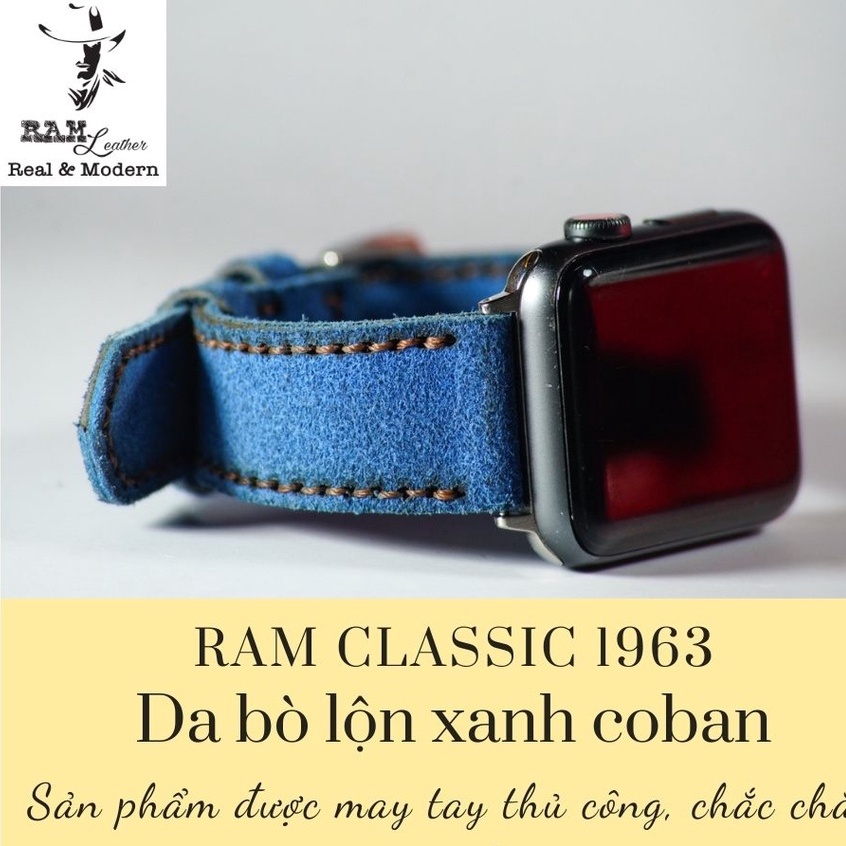 Dây đồng hồ RAM Leather vintage 1963 da bò thật xanh ngọc