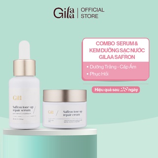 Bộ đôi Gilaa Saffron Tinh chất tươi dưỡng trắng 20ml và Kem dưỡng sạc nước 300g