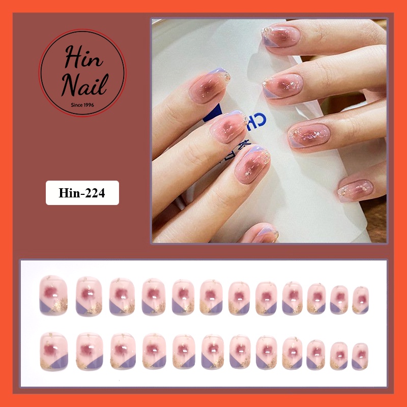 Móng tay giả hin nail kèm keo 24 móng giả ngắn cá tính