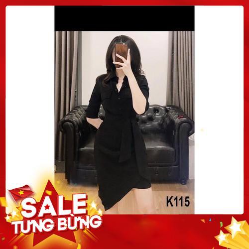 ĐẦM  SƠ MI ĐEN CÁCH ĐIỆU  K115 - SHOP RUBY (Hàng may thiết kế ,ảnh thật shop tự chụp)