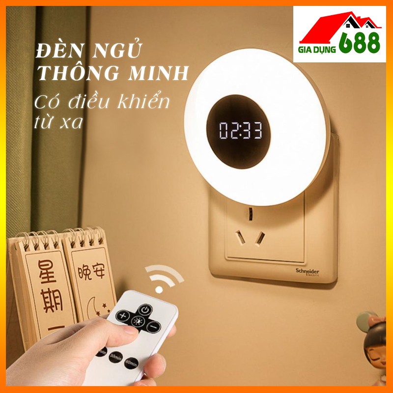 Đèn Ngủ Điều Chỉnh Độ Sáng Có Đồng Hồ One Fire Điều Khiển Từ Xa BẢO HÀNH 12 THÁNH