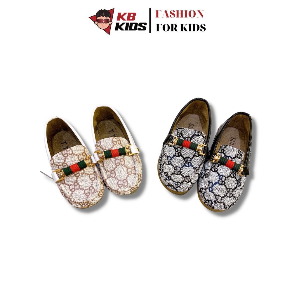 Giày Thời Trang Cho Bé Trai Moca Gucci Tag Đỏ 2 Màu Cao Cấp Đế Mềm Đi Êm Chân Hàng Loại 1 - KB142
