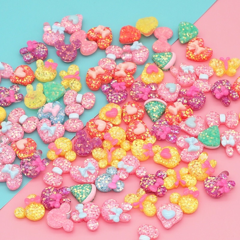 Set 10 Charm Đính Kim Tuyến Nhiều Mẫu, Nhiều Màu Sắc