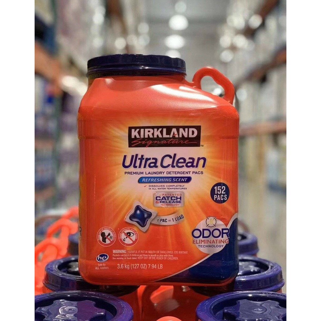 Viên Giặt Quần Áo Kirkland Ultra Clean 152 Viên Hương Thơm Tươi Mát (Chuẩn Costco USA)