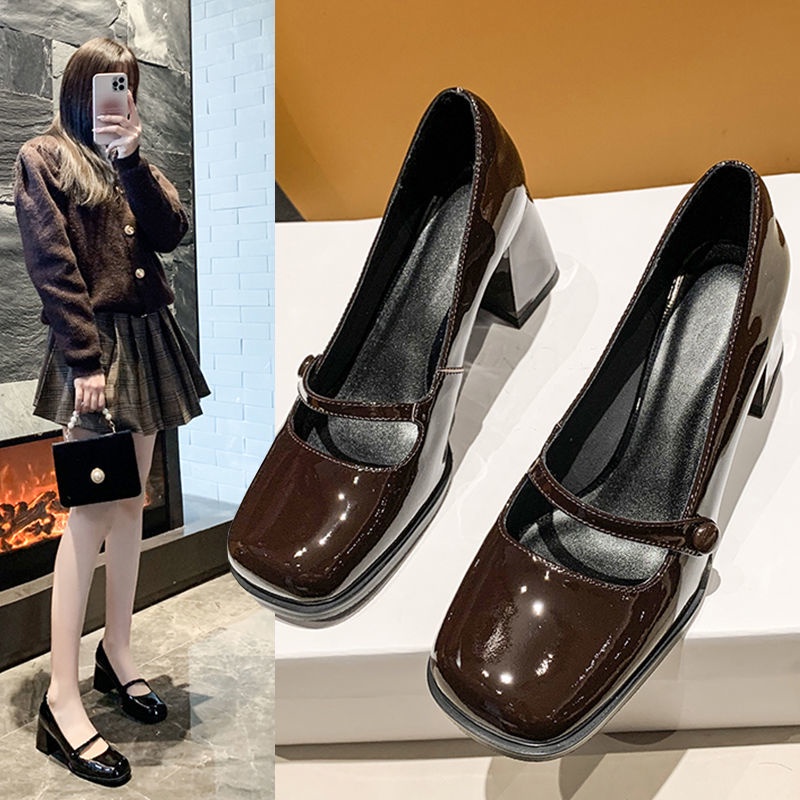 Giày cao gót Mary Jane Giày Cao Gót Thiết Kế Mới Thời Trang Mùa Xuân Theo Phong Cách Pháp