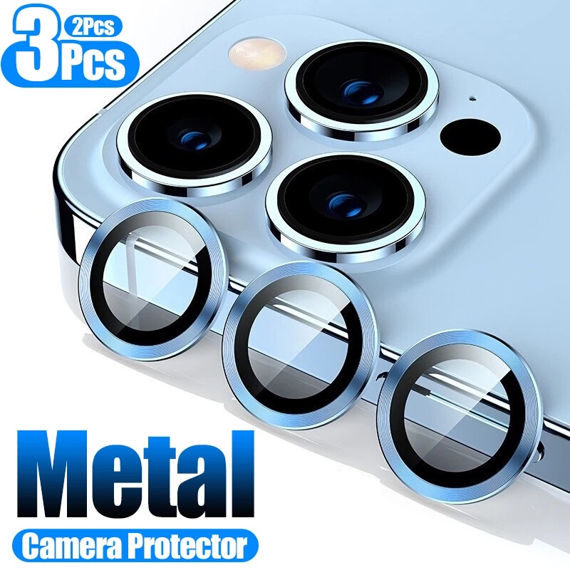 1 Bộ / 3 for iPhone 14 Pro Max Vòng Kim Loại Kính Cường Lực HD Bảo Vệ Ống Kính Máy Ảnh Cho for iPhone 14 13Pro Max12 11Pro Max 12