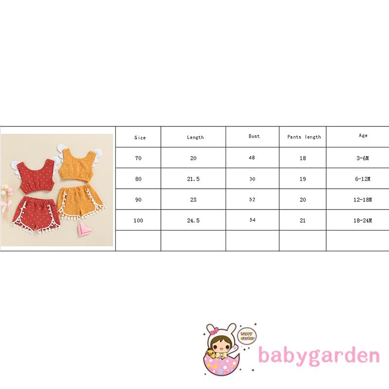 Bộ áo croptop không tay họa tiết chấm bi + quần short cotton thời trang mùa hè cho bé gái