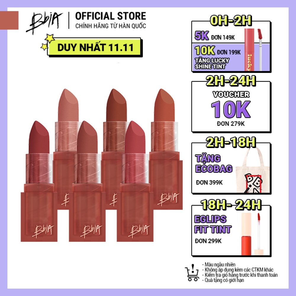 Son lì Bbia Last Powder Lipstick (6 màu) 3.5g - Bbia Official Store