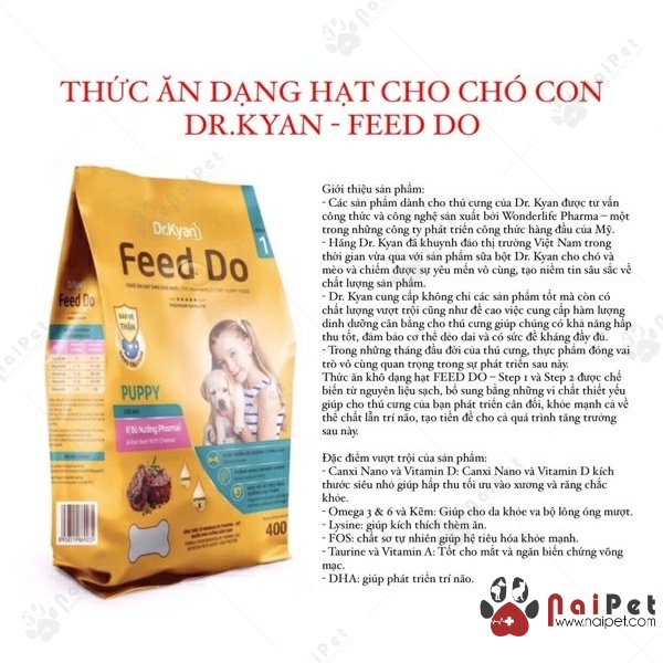 Thức Ăn Hạt Khô Cho Chó Nhỏ và Chó Trưởng Thành Vị Bò Nướng Pho Mai Feed Do Dr.Kyan 400g