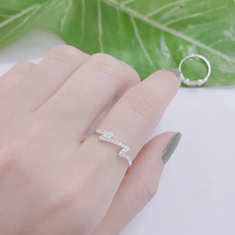 Nhẫn nữ Bạc ta Nhịp tim sáng bóng , sang chảnh , giá rẻ - Vàng Bạc Khải Khải