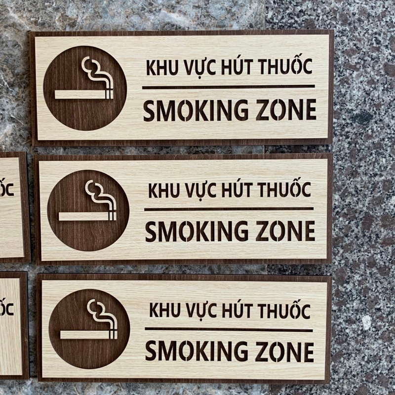 Bảng gỗ NO SMOKING - dán tường kèm băng dính 2 mặt dày đẹp🚧