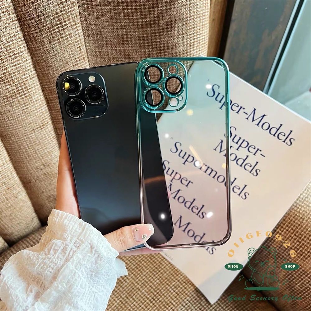 Ốp Điện Thoại PC Lưới Trong Suốt Mạ Điện Chống Bụi Cho Iphone 13 12 Pro Max