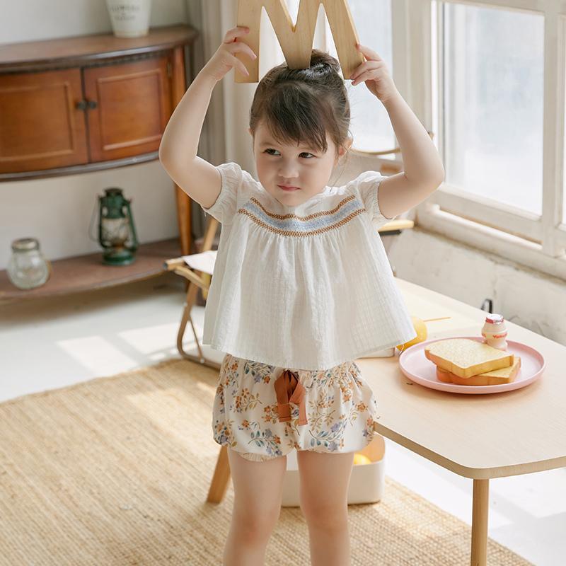 Áo Thun Cotton Tay Phồng Ngắn Thêu Họa Tiết Phong Cách Nhật Bản Thời Trang Mùa Hè Mới Cho Bé Gái