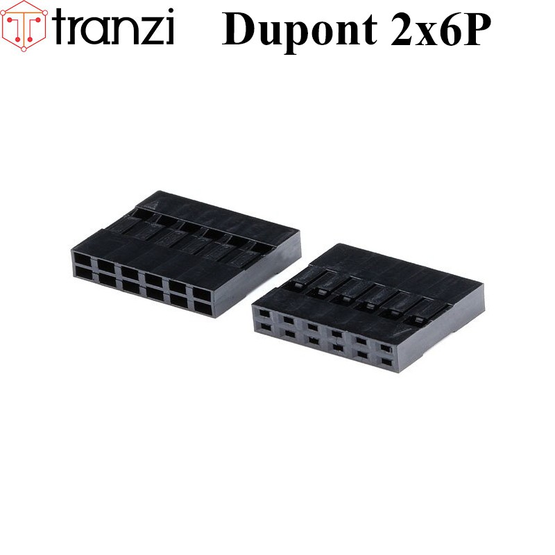 Vỏ header 2.54mm dupont 2x6P 14mm đen - túi 10 cái