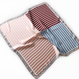Khăn lụa vuông họa tiết kẻ thắt nơ cổ cỡ 60x60cm