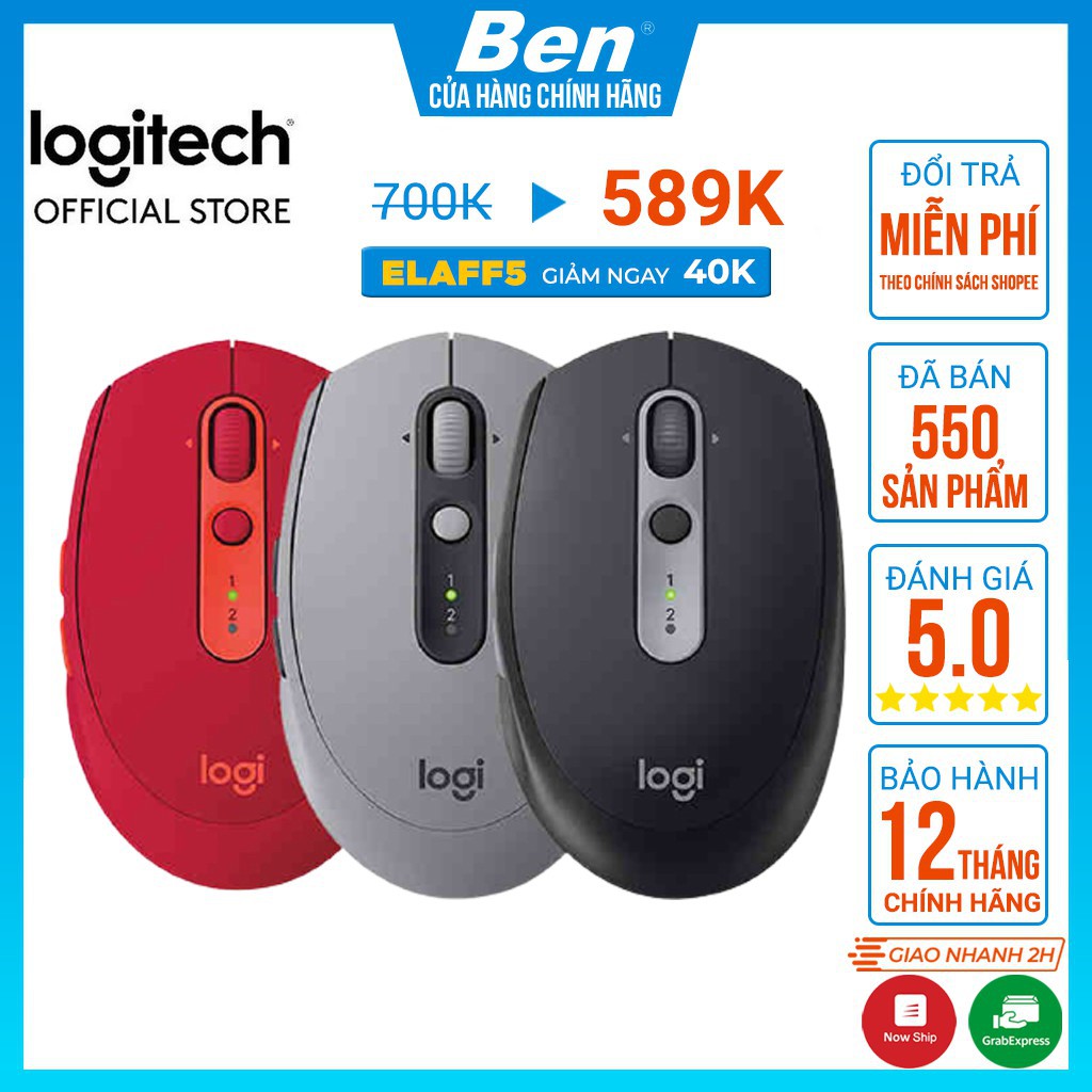 Chuột không dây Logitech M590 Wireless + Bluetooth Yên lặng (Silent) - BH 12T