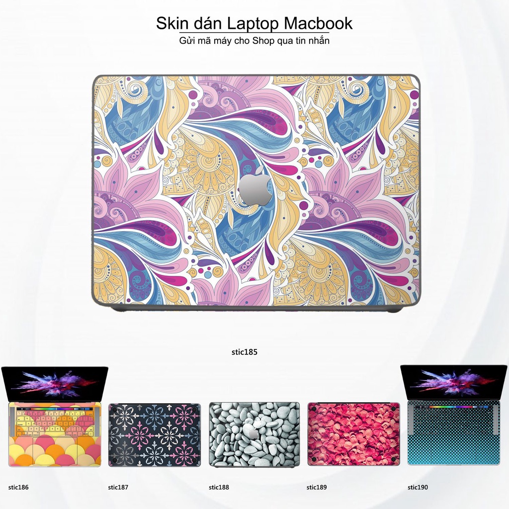 Skin dán Macbook mẫu Hoa văn sticker (đã cắt sẵn, inbox mã máy cho shop)