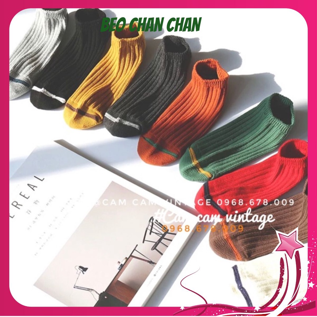 Tất vớ nam nữ cổ ngắn vớ vintage cổ ngắn tất cực xinh mềm mịn bền